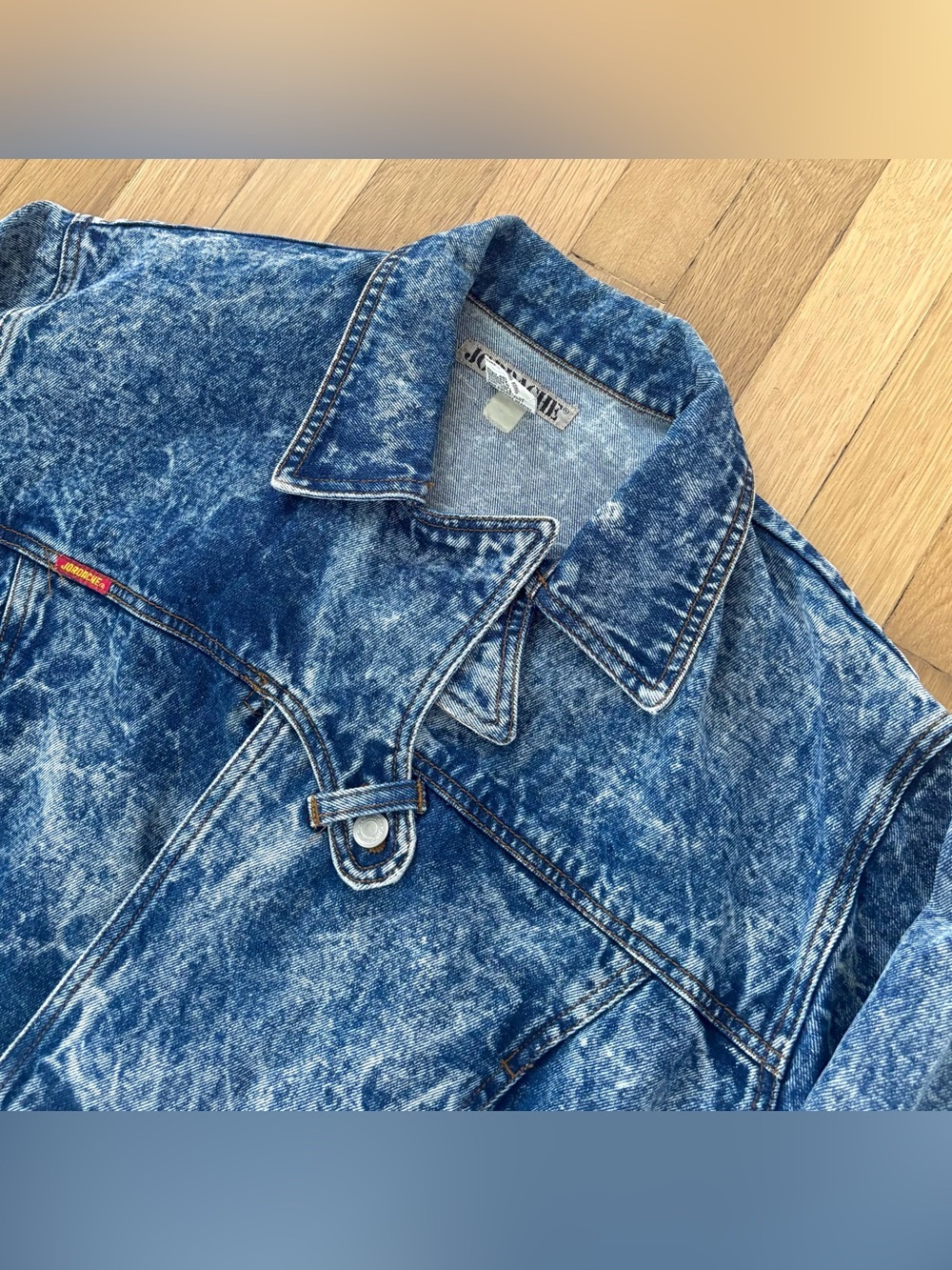 Vintage 80s Jordache Denim Jacket Womens M Avant Garde Acid Wash Crop Asymmetric - Picture 4 of 16